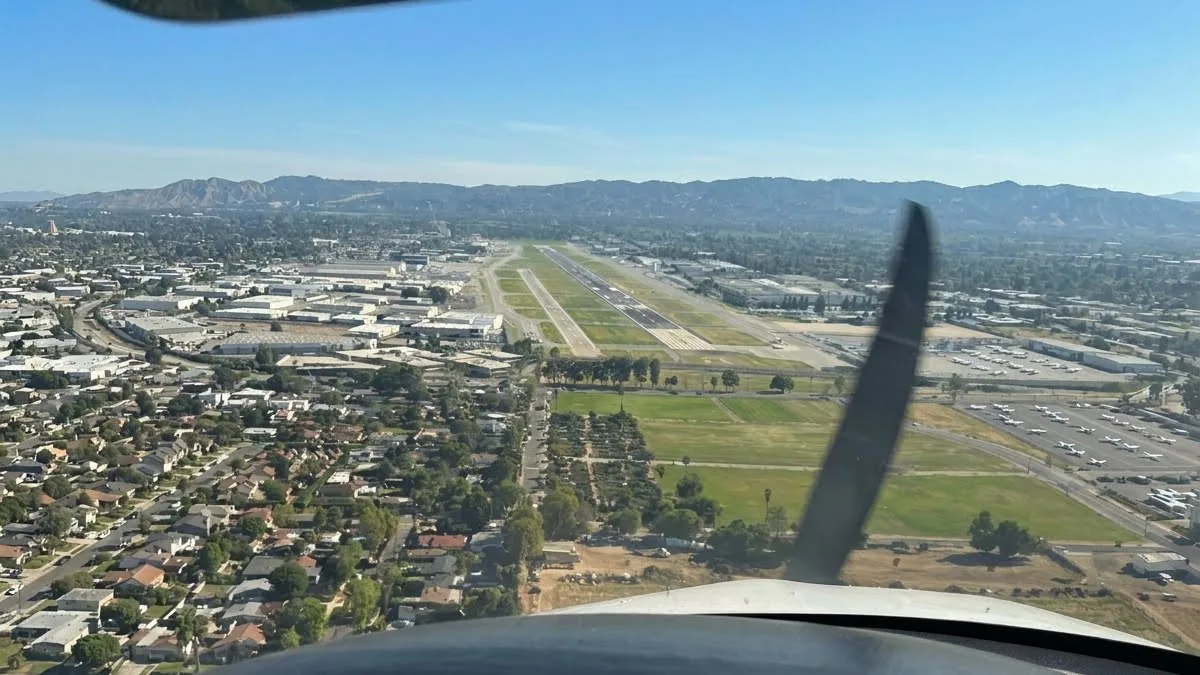 Runway approach near Van Nuys Airport